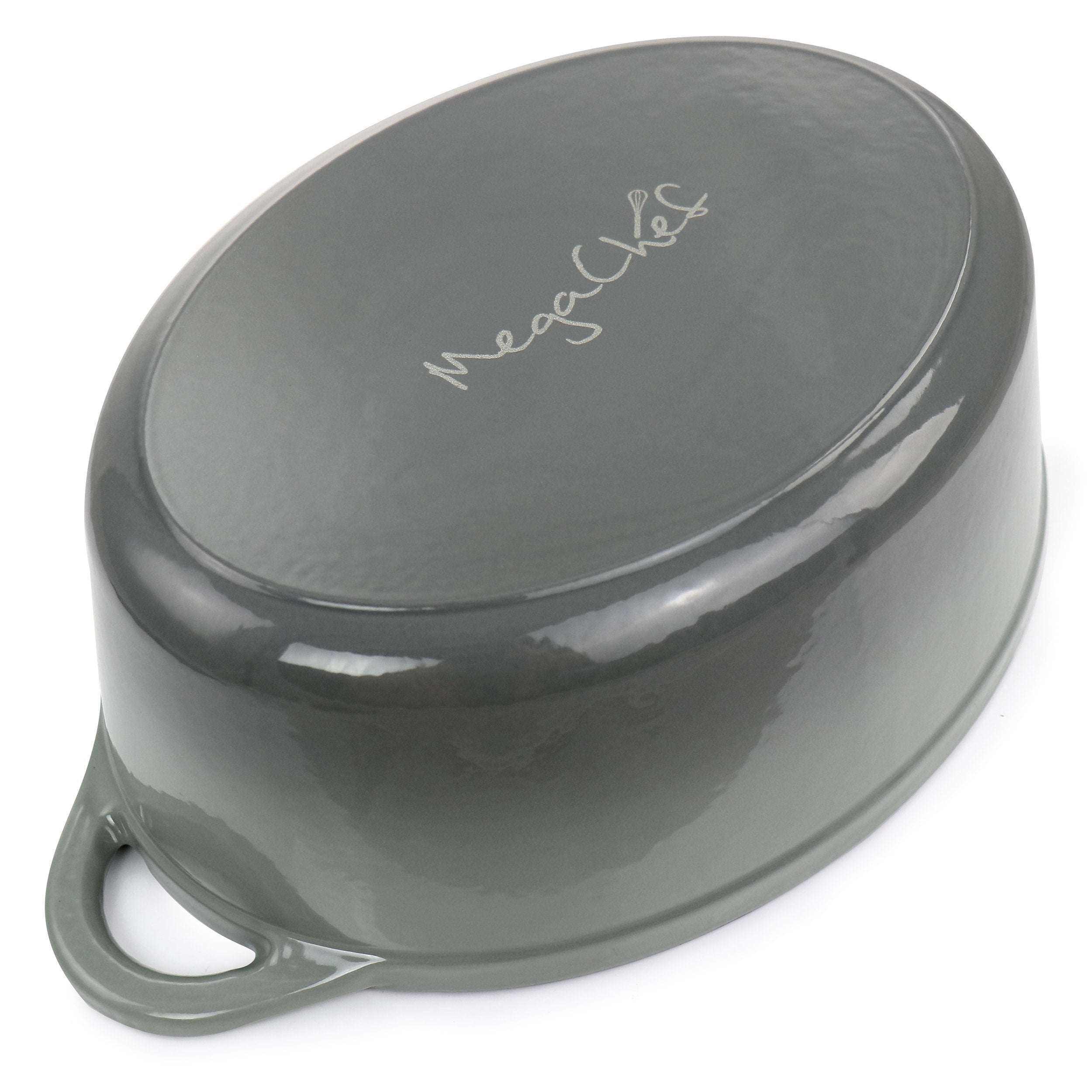 Casseruola ovale in ghisa smaltata da 7 litri in Storm Cloud