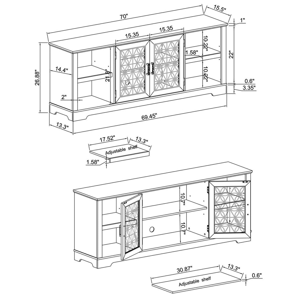 Mobile porta TV decorativo rustico floreale da 70 pollici per un massimo di 80 TV