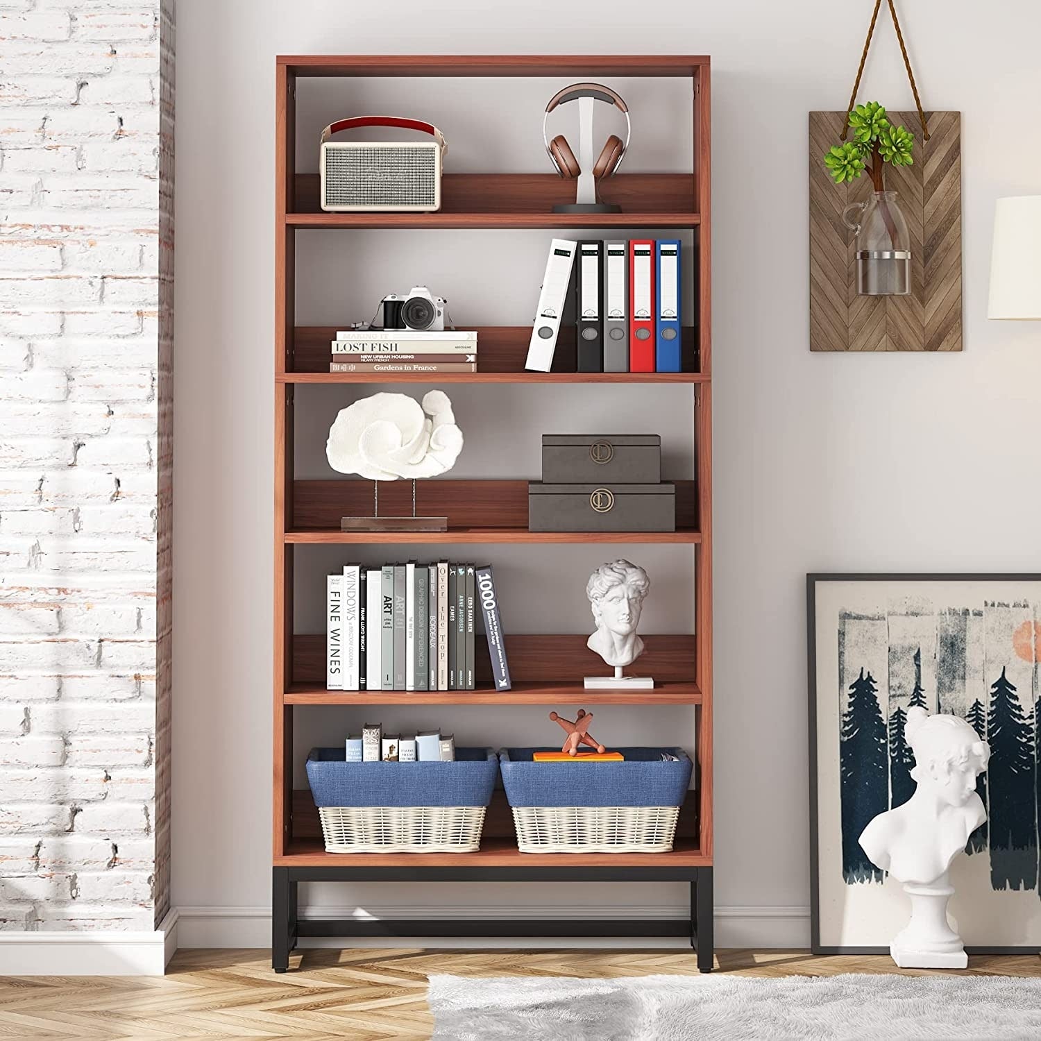 Libreria e scaffale alti 70,8 pollici, librerie grandi a 5 ripiani - 11,81 P x 31,5 L x 70,87 A