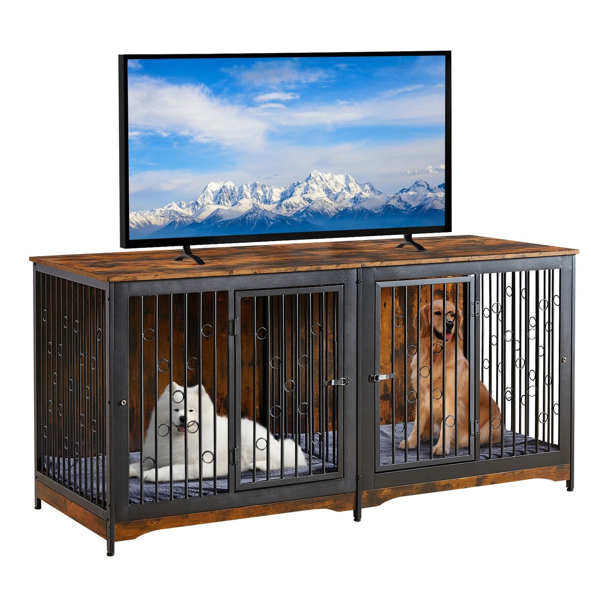 Mobile porta TV per cani di grossa taglia da 70,86'' con cuscino e due vani (senza cuscino)