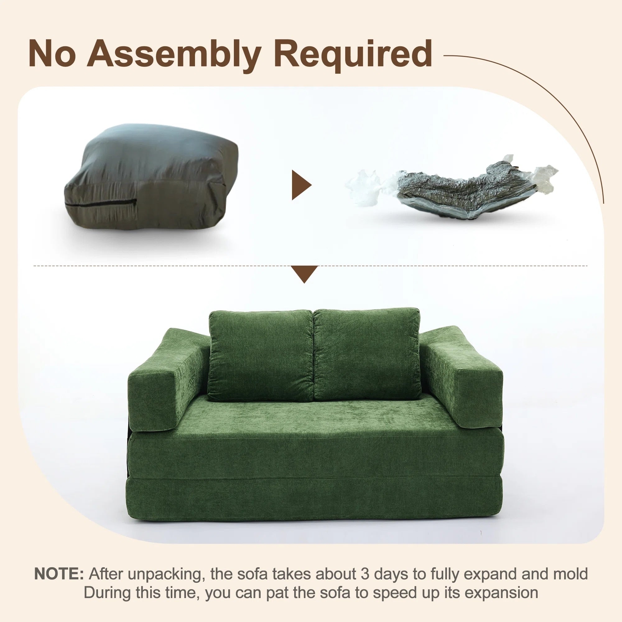 Divano letto trasformabile imbottito 70.87, poltrona trasformabile, comodo divano per soggiorno, camera da letto, tessuto ciniglia