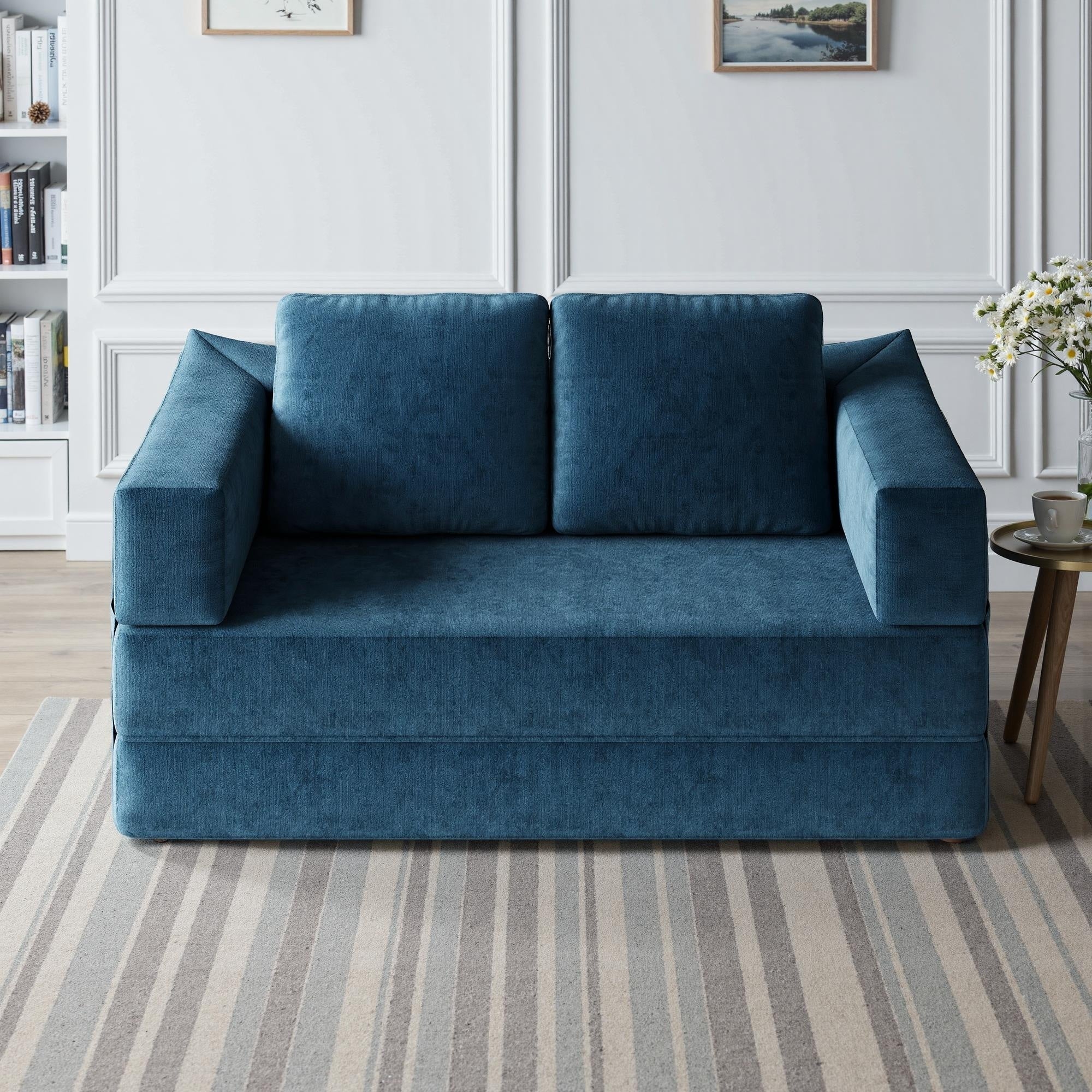 Divano letto trasformabile imbottito 70.87, poltrona trasformabile, comodo divano per soggiorno, camera da letto, tessuto ciniglia