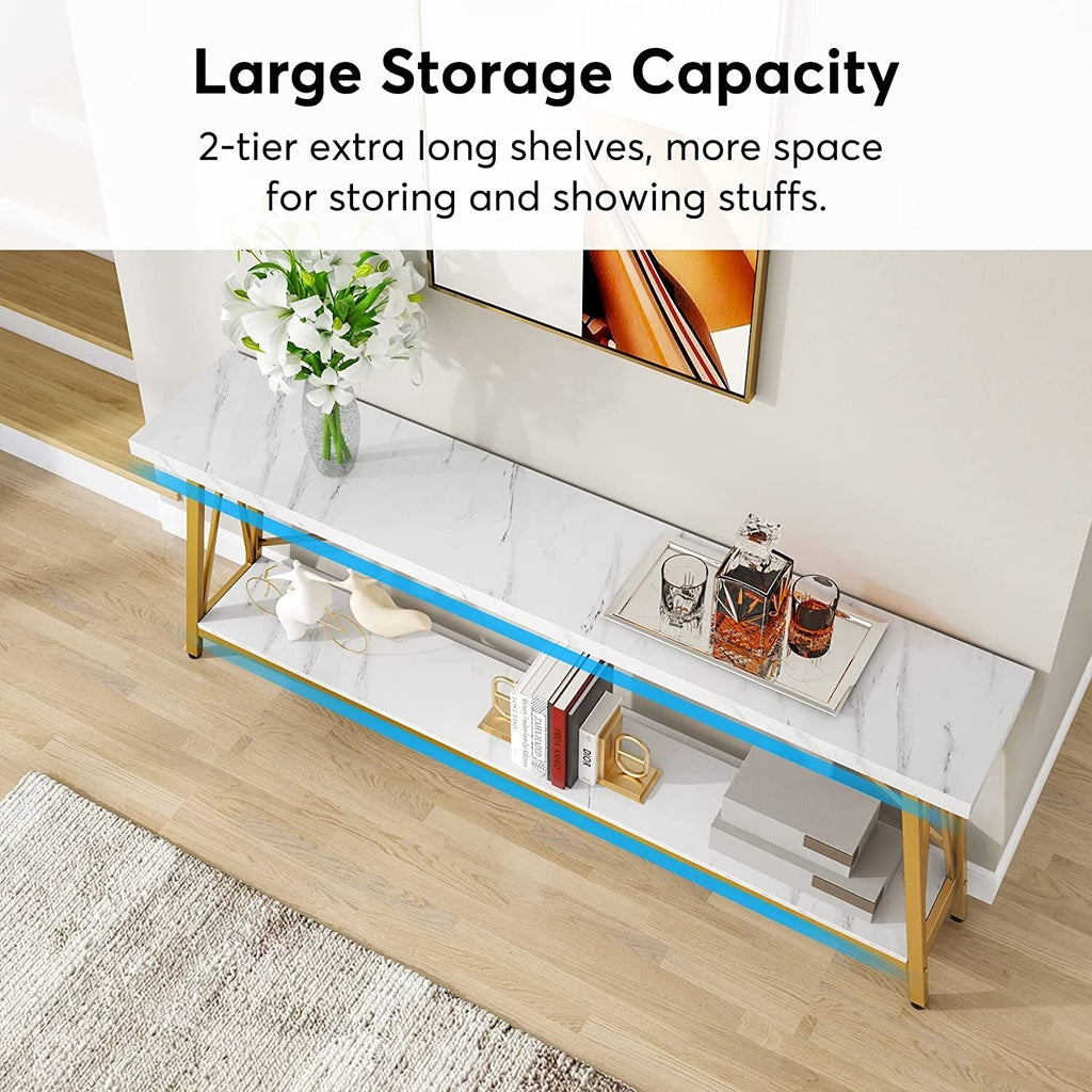 Tavolino da divano extra lungo da 70,9 pollici, tavolo da consolle industriale per ingresso