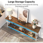 Tavolino da divano extra lungo da 70,9 pollici, tavolo da consolle industriale per ingresso