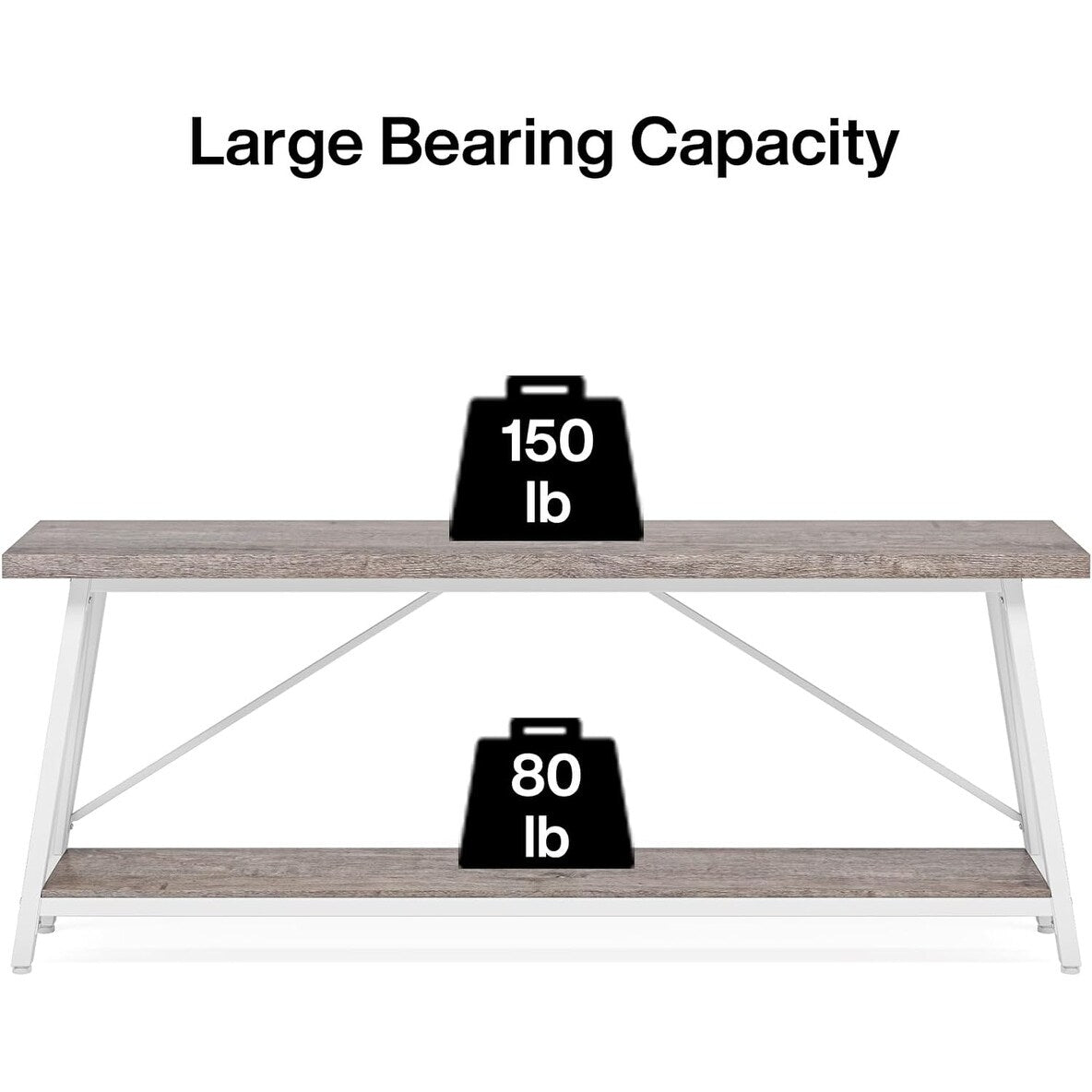 Tavolino da divano extra lungo da 70,9 pollici, tavolo da consolle industriale per ingresso