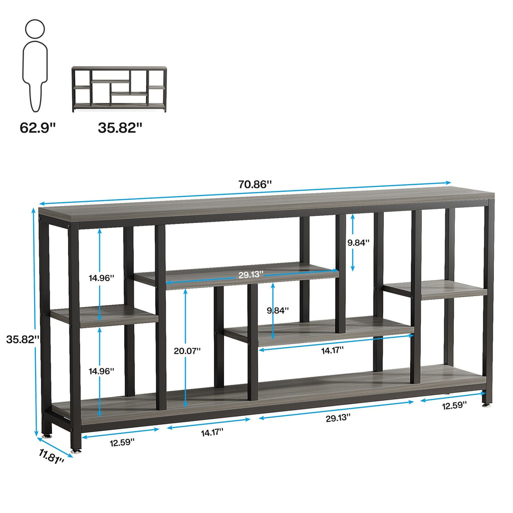 Tavolo da divano consolle da 70,9 pollici con contenitore, tavolo da ingresso a 3 livelli per corridoio