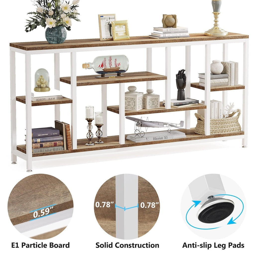 Tavolo da divano consolle da 70,9 pollici con contenitore, tavolo da ingresso a 3 livelli per corridoio