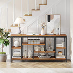 Tavolo da divano consolle da 70,9 pollici con contenitore, tavolo da ingresso a 3 livelli per corridoio