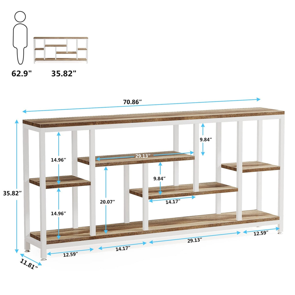 Tavolo da divano consolle da 70,9 pollici con contenitore, tavolo da ingresso a 3 livelli per corridoio