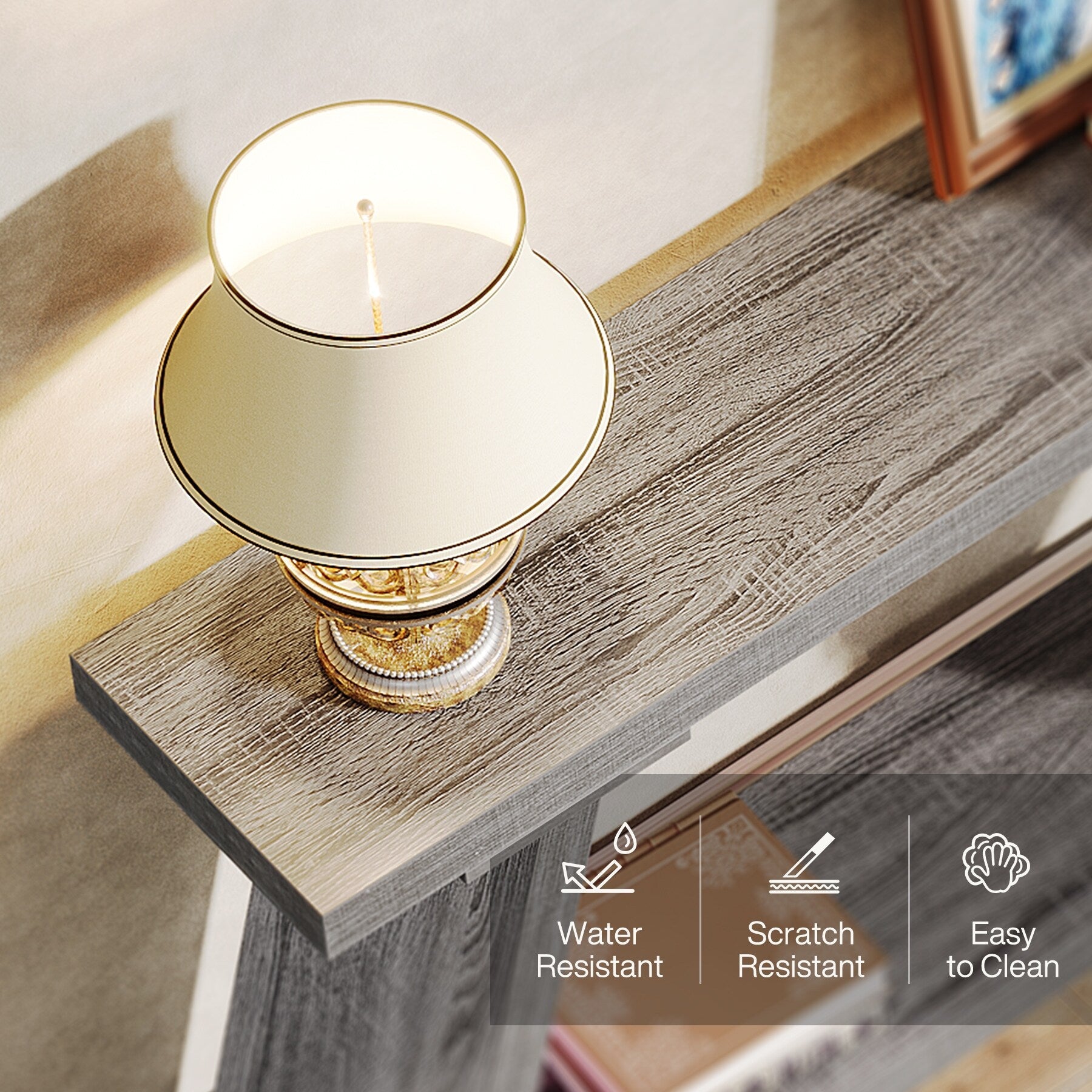 Tavolo da divano in legno rustico lungo 70,9 pollici con ripiano portaoggetti