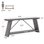 Tavolo da divano in legno rustico lungo 70,9 pollici con ripiano portaoggetti