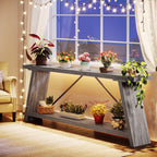 Tavolo da divano in legno rustico lungo 70,9 pollici con ripiano portaoggetti