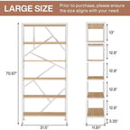 Libreria industriale 71, libreria Etagere in legno marrone rustico a 6 ripiani, ripiani aperti