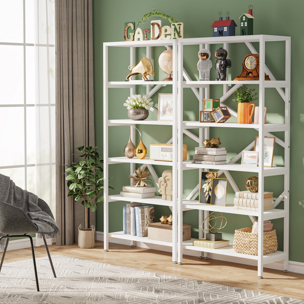 Libreria industriale 71, libreria Etagere in legno marrone rustico a 6 ripiani, ripiani aperti