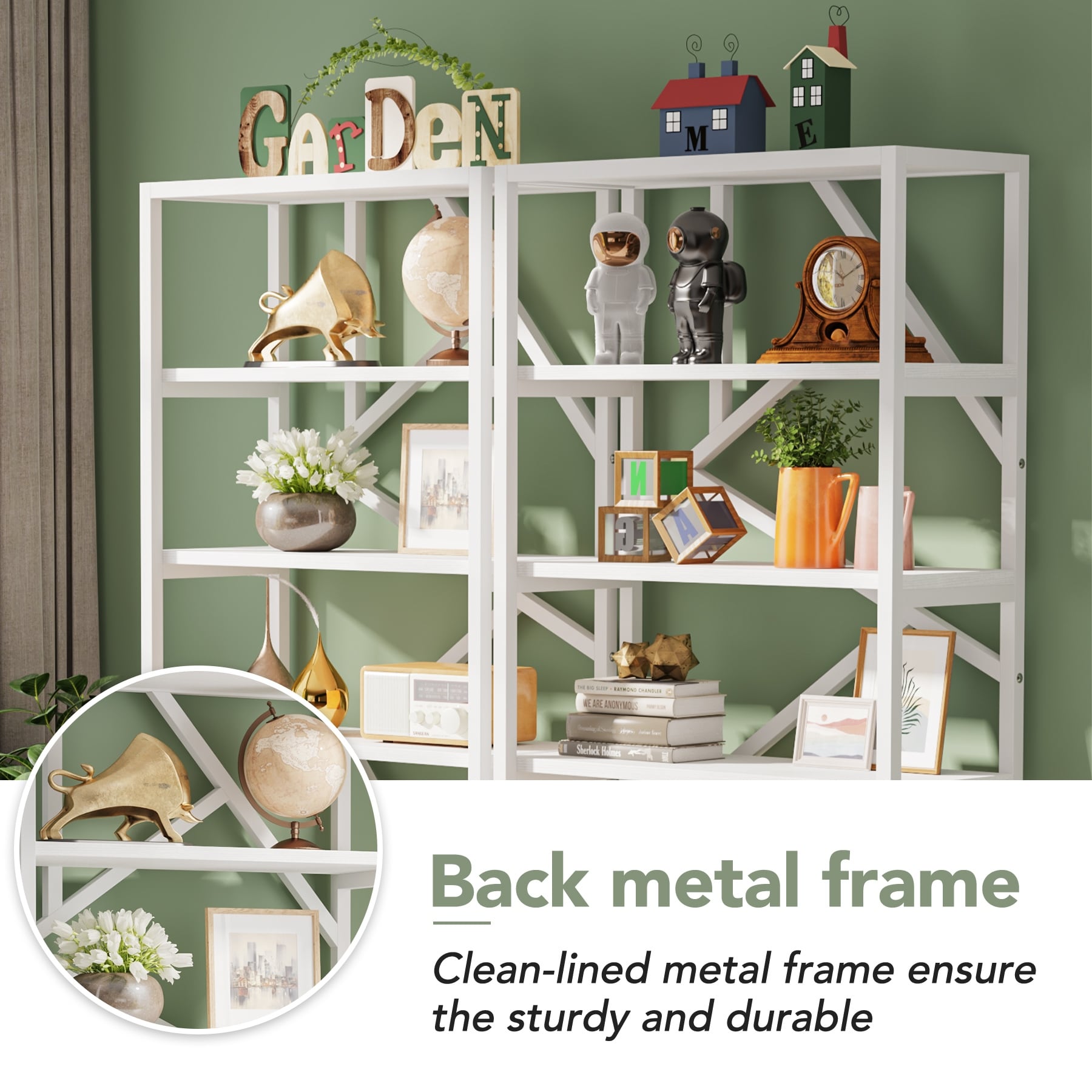 Libreria industriale 71, libreria Etagere in legno marrone rustico a 6 ripiani, ripiani aperti