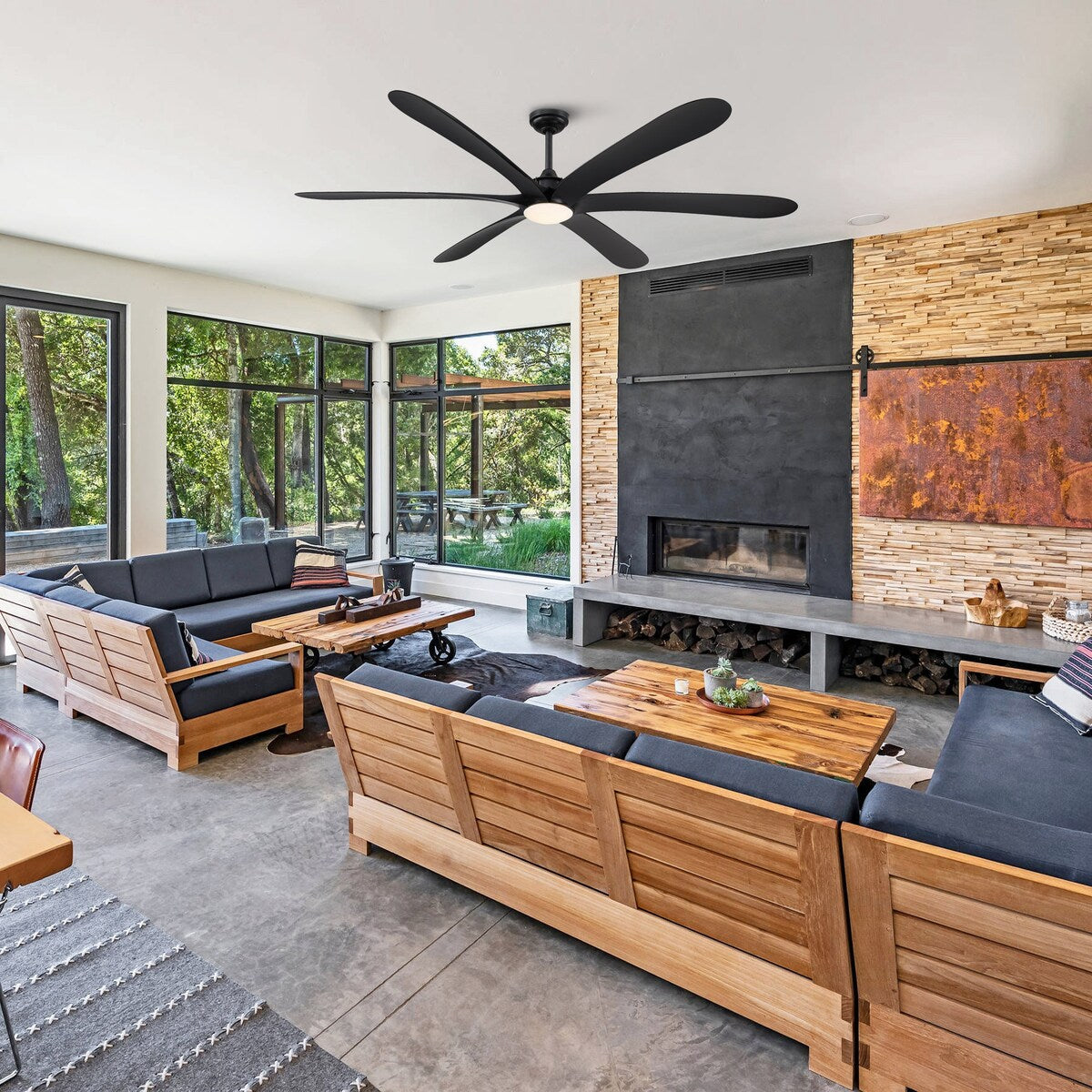 Ventilatore da soffitto DC grande a 6 pale in legno galleggiante da 72 pollici con luce e telecomando