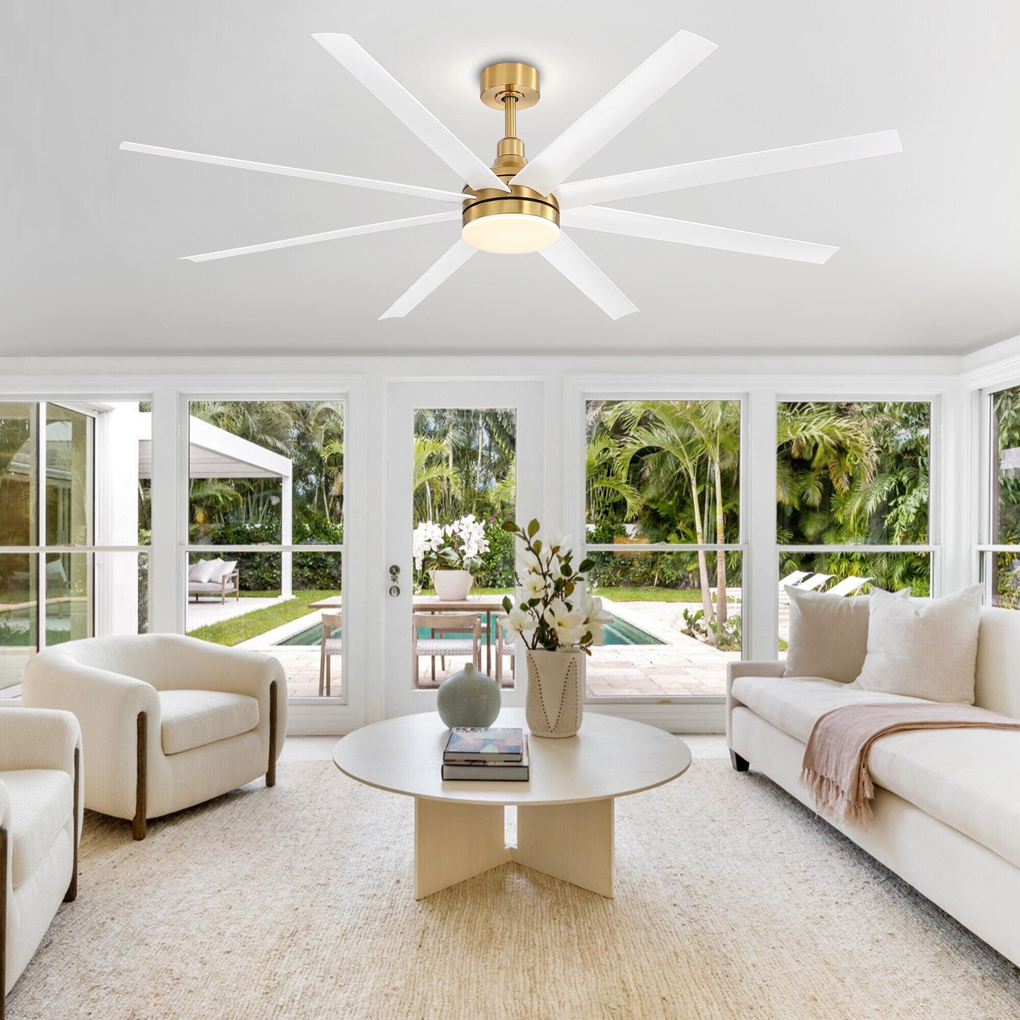 72 grandi ventilatori da soffitto con telecomando a luce LED - 8 pale - 72 pollici