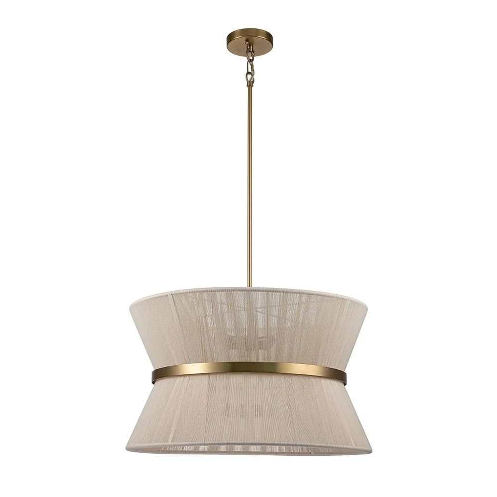 Lampadario a tamburo grande in stile boho moderno a 8 luci, lampadario a clessidra in tessuto intrecciato a mano da 24 pollici in oro/nero per sala da pranzo/soggiorno
