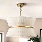 Lampadario a tamburo grande in stile boho moderno a 8 luci, lampadario a clessidra in tessuto intrecciato a mano da 24 pollici in oro/nero per sala da pranzo/soggiorno