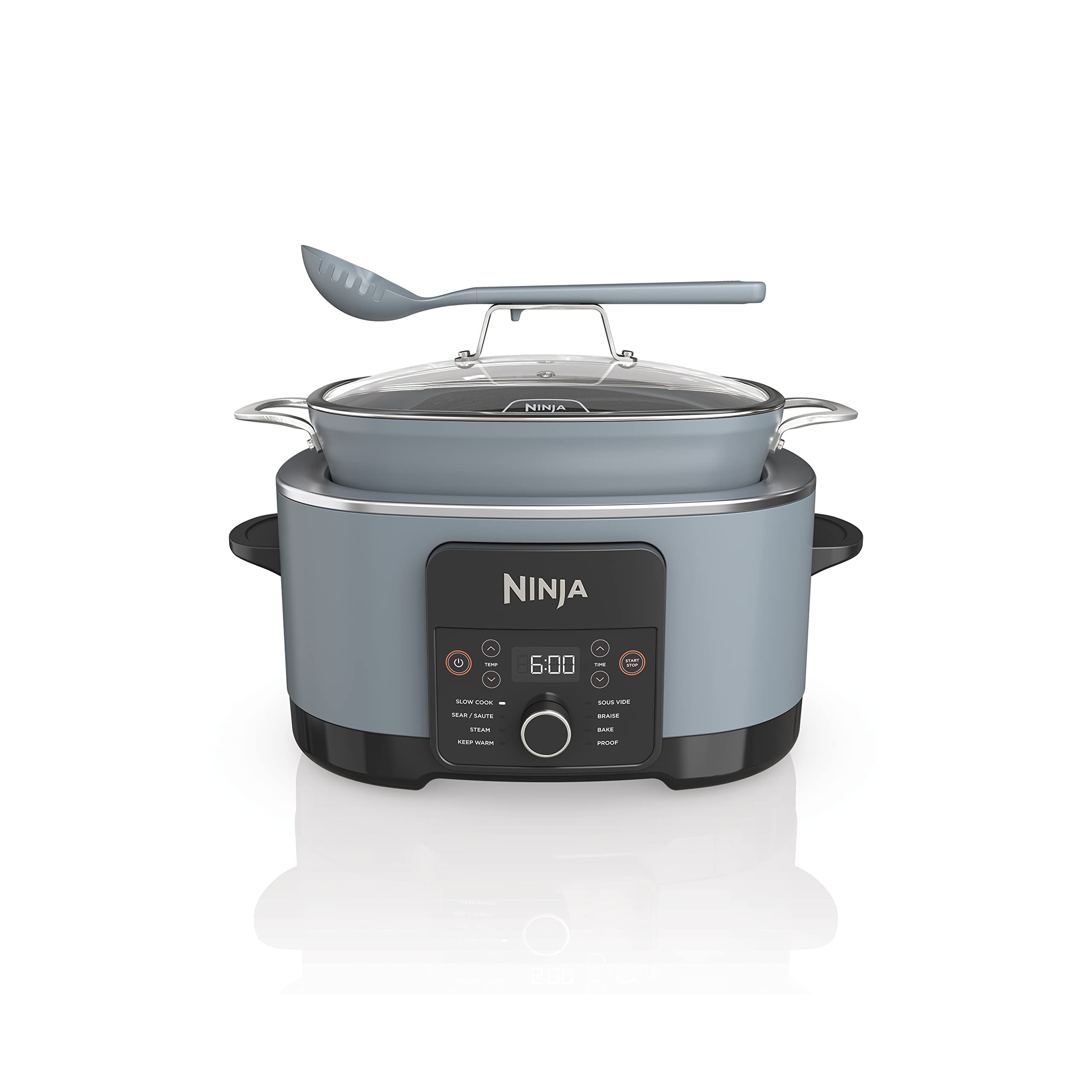 Multicooker da 8,5 litri, con pentola a cottura lenta 8 in 1, forno olandese, vaporiera, coperchio in vetro, cucchiaio integrato, pentola adatta al forno fino a 500 °F