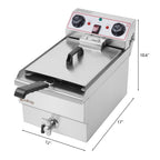 Friggitrice profonda a vasca singola con rubinetto in acciaio inossidabile da 8,5 QT, 1700 W max, con maniglia grande