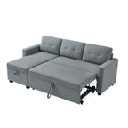 Divano letto imbottito trasformabile a 3 posti da 81,5'' con letto estraibile, chaise longue contenitore reversibile e cuscini per lo schienale