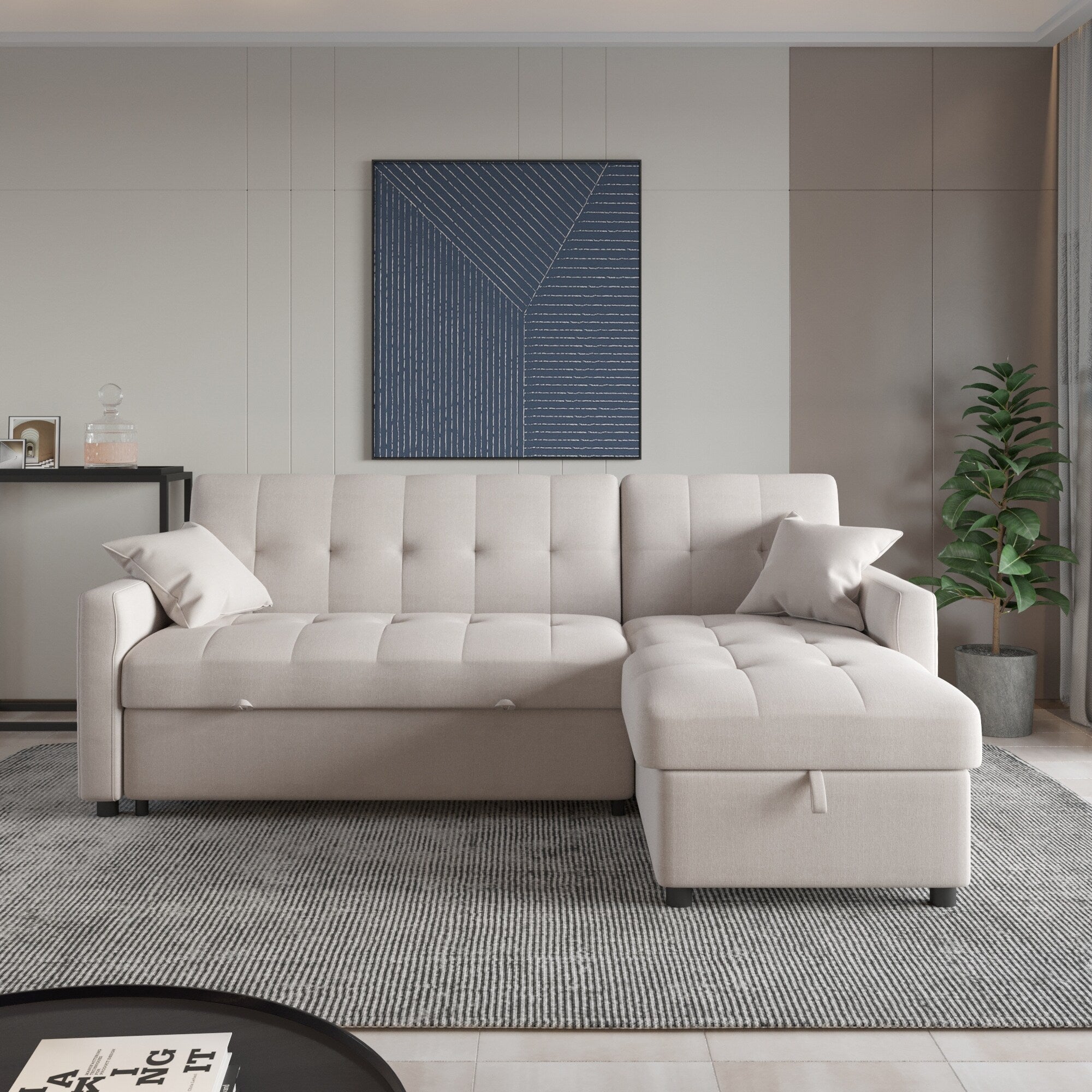 Divano letto reversibile e chaise longue da 82'' di larghezza