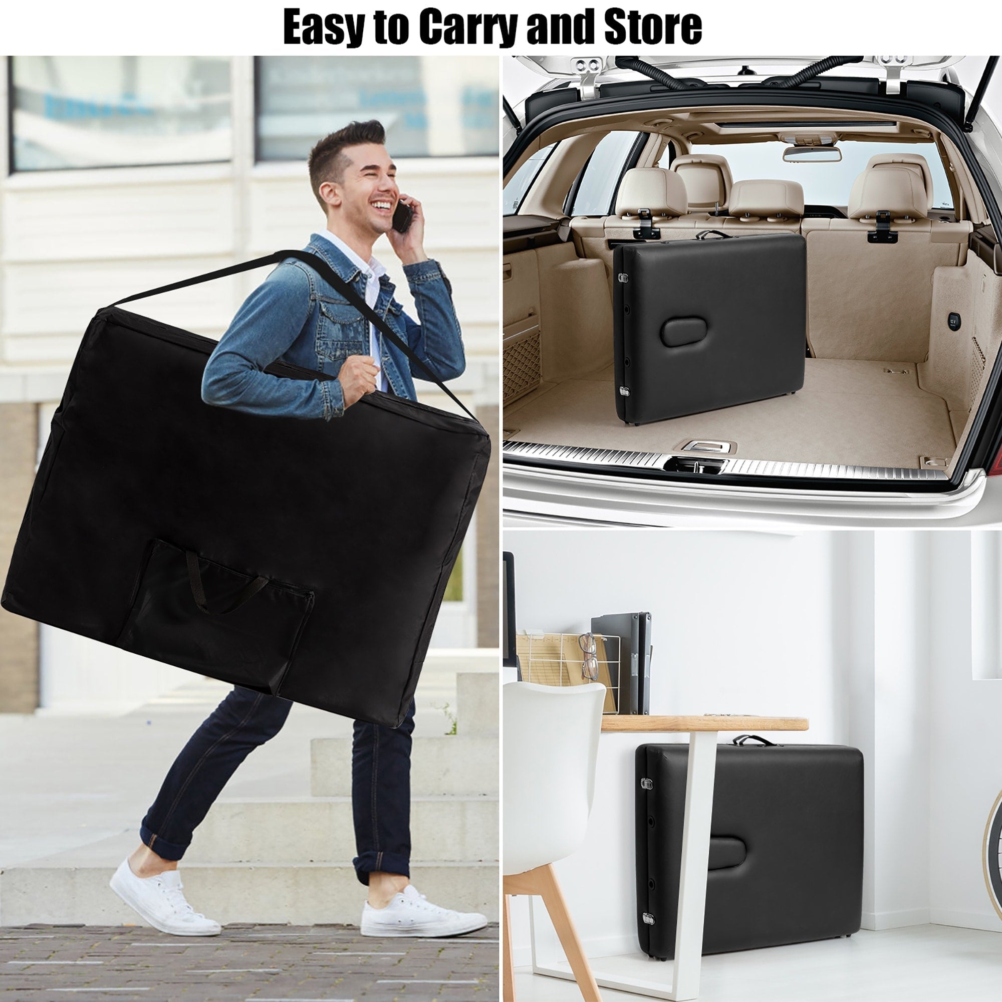 Lettino da massaggio portatile da 84''L, regolabile, per spa viso, tatuaggi, con trasporto