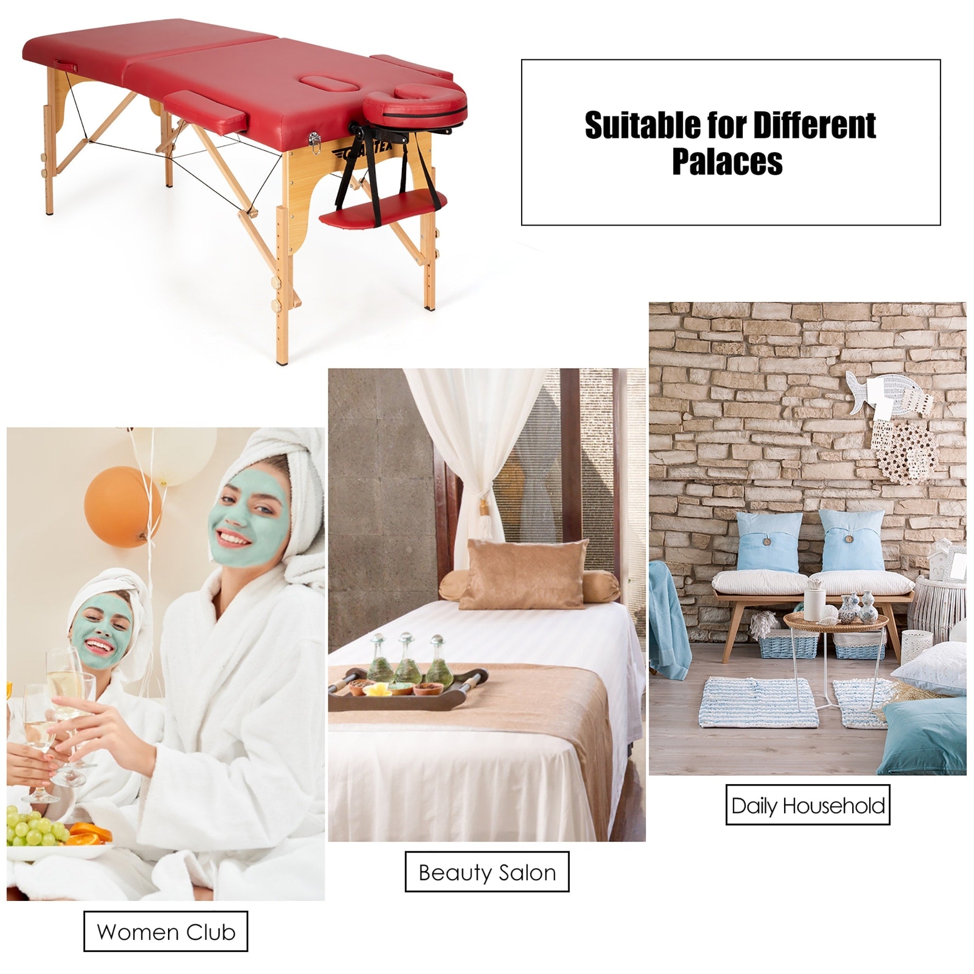 Lettino da massaggio portatile da 84''L, regolabile, per spa viso, tatuaggi, con trasporto