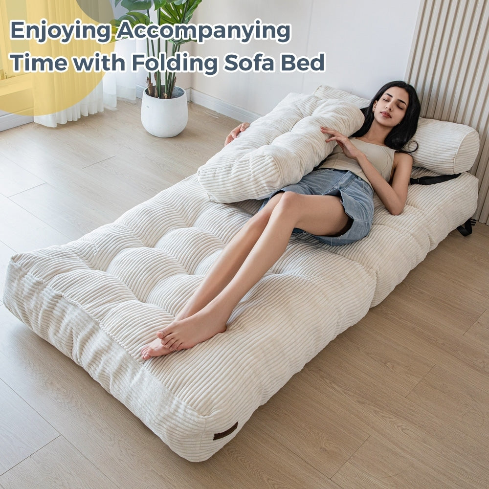 Divano letto pieghevole in velluto a coste, singolo