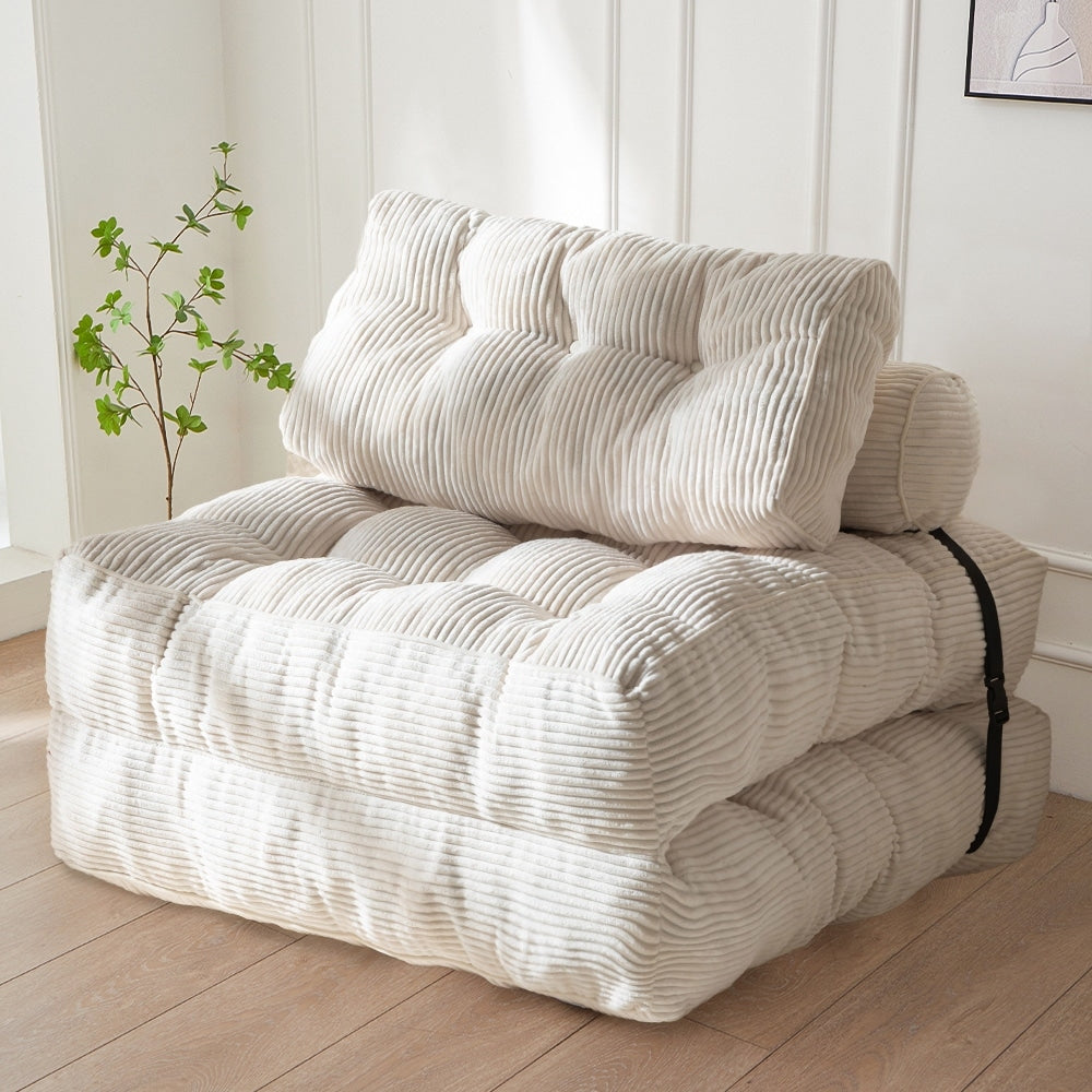 Divano letto pieghevole in velluto a coste, singolo