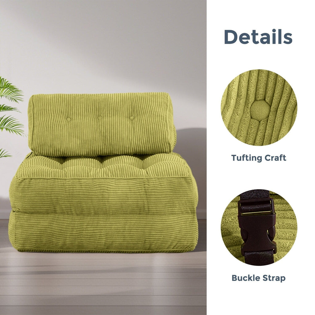 Divano letto pieghevole in velluto a coste, singolo