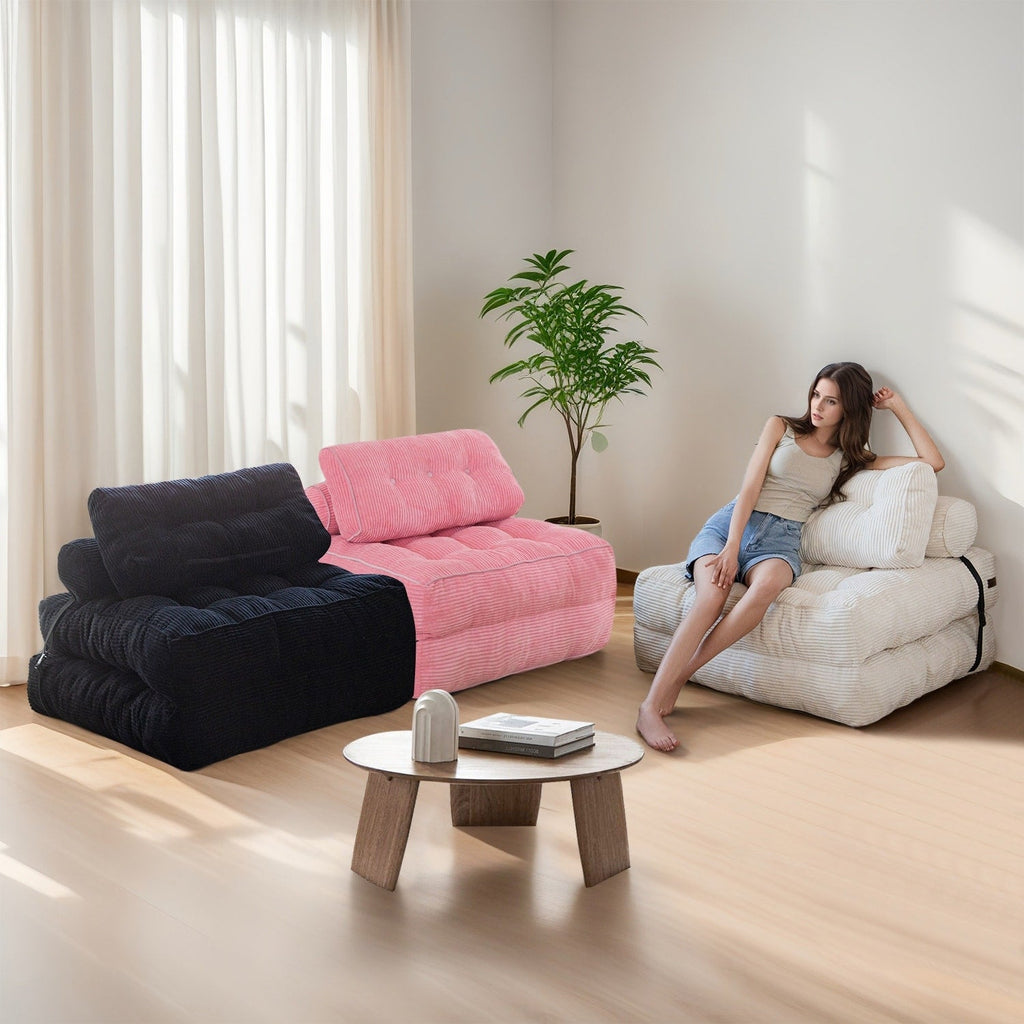 Divano letto pieghevole in velluto a coste, singolo