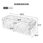 Divano a 3 posti in velluto 90.6 con 2 cuscini ad alta densità, dettagli dorati e cuscini