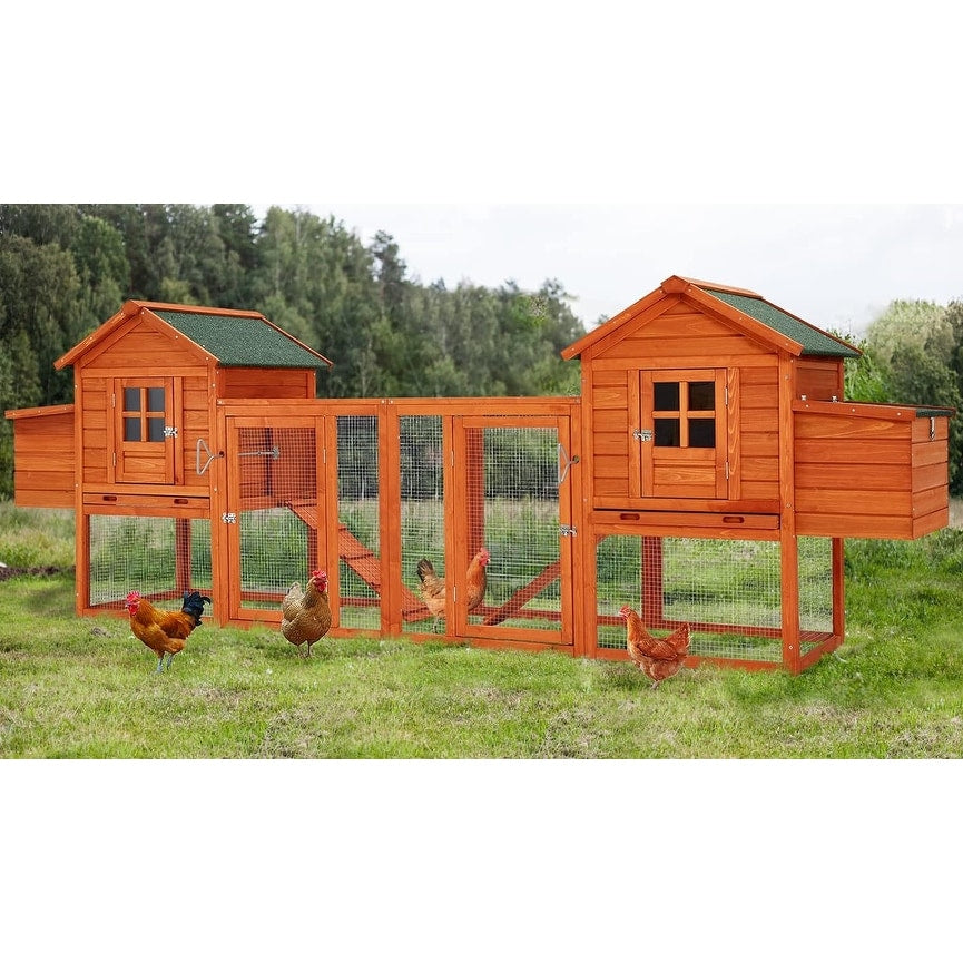 AECOJOY 144'' Grande pollaio con recinto in legno Gabbia per pollame