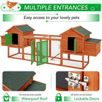 AECOJOY 144'' Grande pollaio con recinto in legno Gabbia per pollame