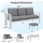 AECOJOY Set di mobili da giardino in alluminio da 7 pezzi, set da conversazione all'aperto
