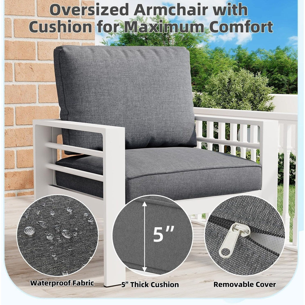 AECOJOY Set di mobili da giardino in alluminio da 7 pezzi, set da conversazione all'aperto