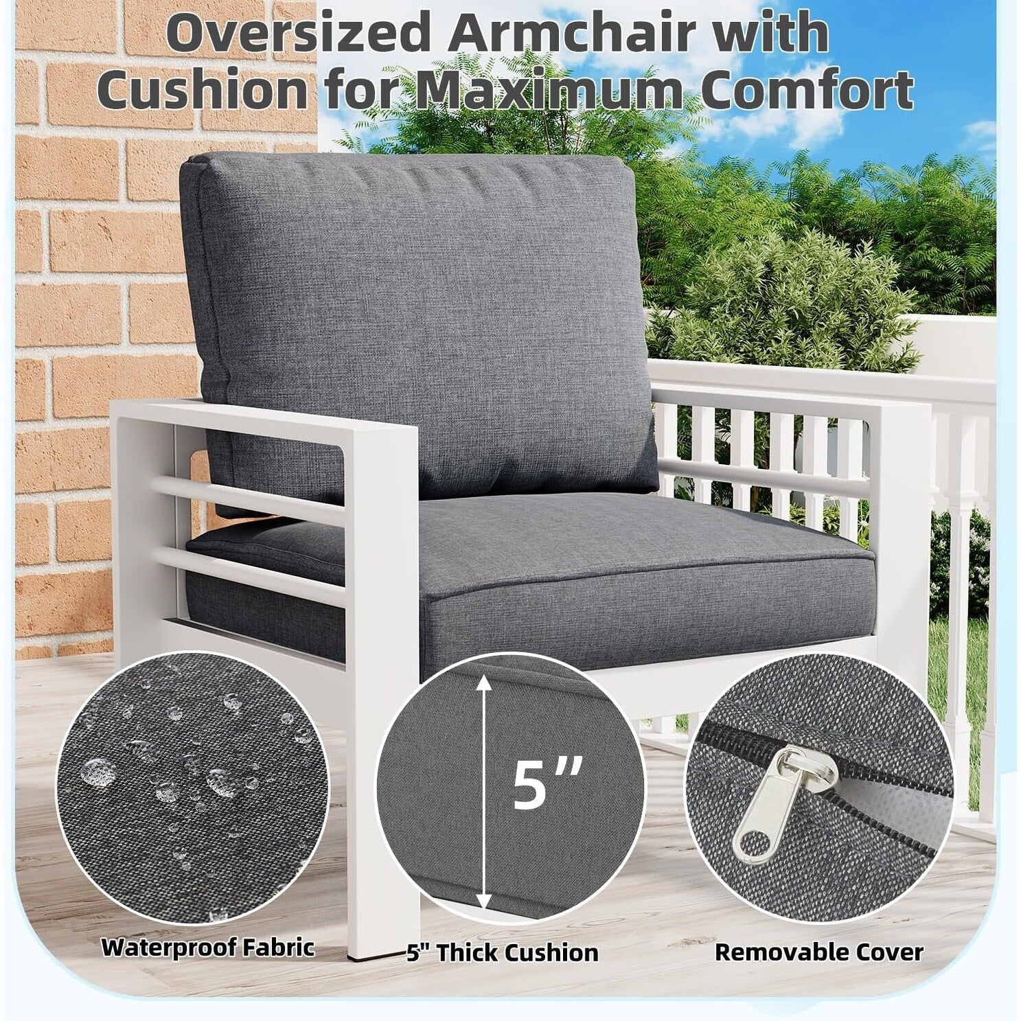 AECOJOY Set di mobili da giardino in alluminio da 7 pezzi, set da conversazione all'aperto