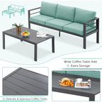 AECOJOY Set di mobili da giardino in alluminio da 7 pezzi, set da conversazione all'aperto