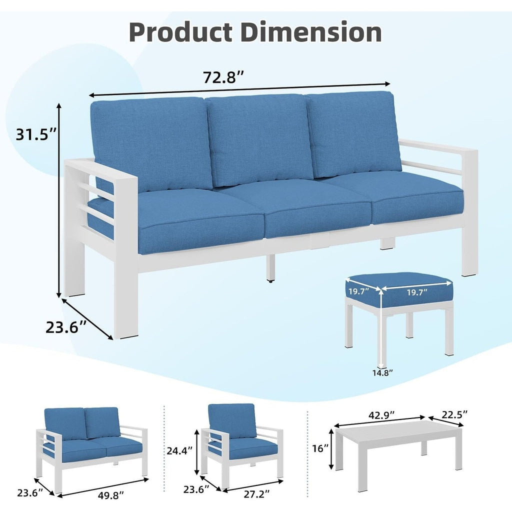 AECOJOY Set di mobili da giardino in alluminio da 7 pezzi, set da conversazione all'aperto