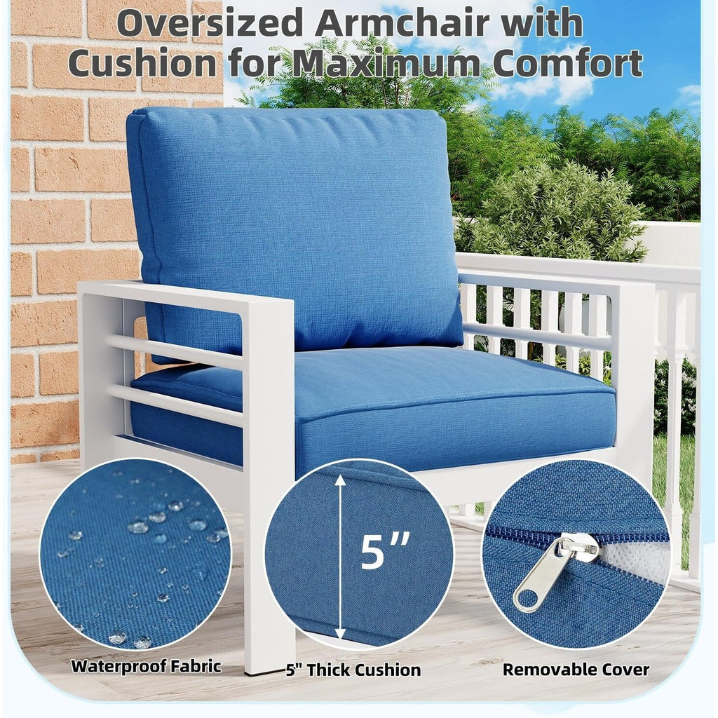 AECOJOY Set di mobili da giardino in alluminio da 7 pezzi, set da conversazione all'aperto