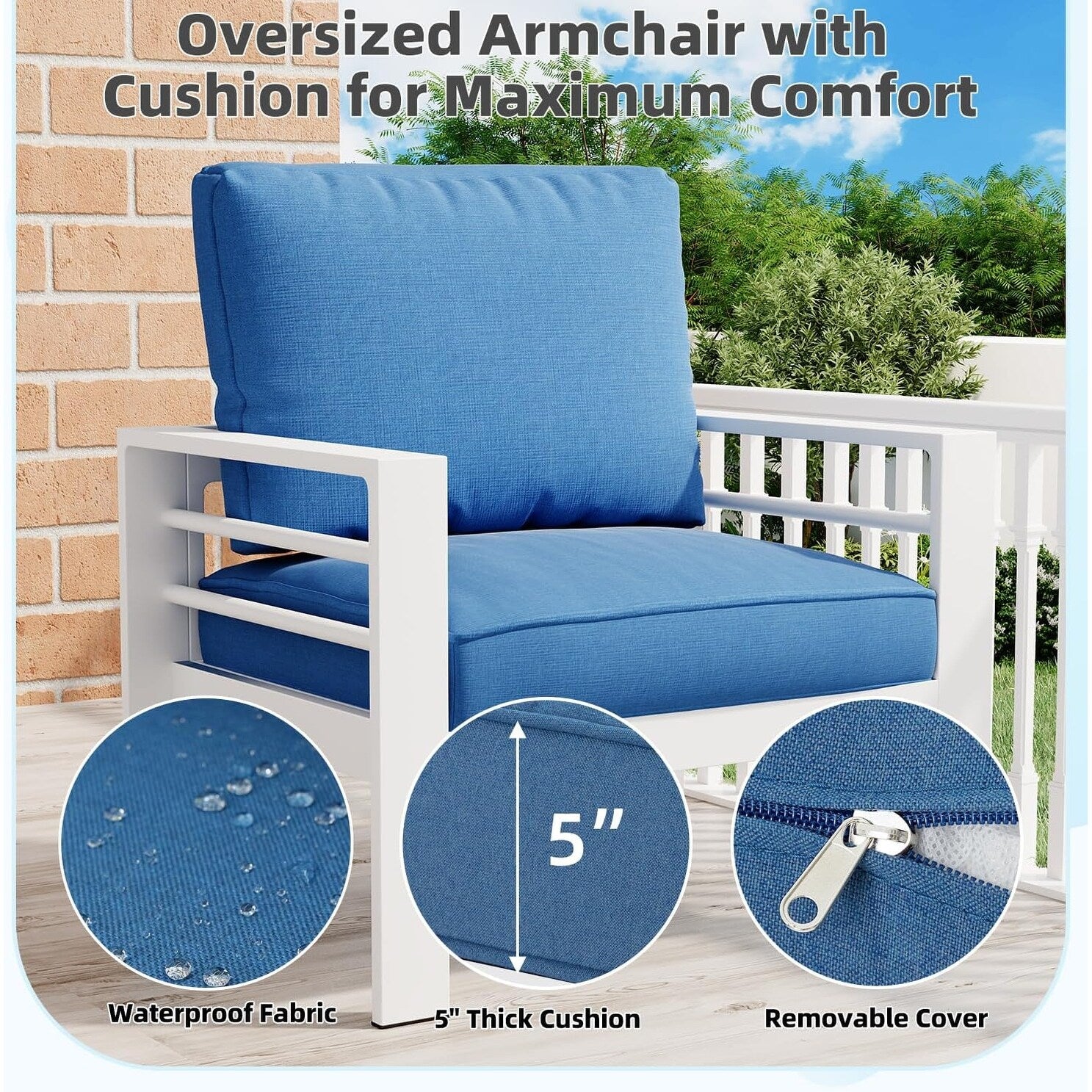 AECOJOY Set di mobili da giardino in alluminio da 7 pezzi, set da conversazione all'aperto