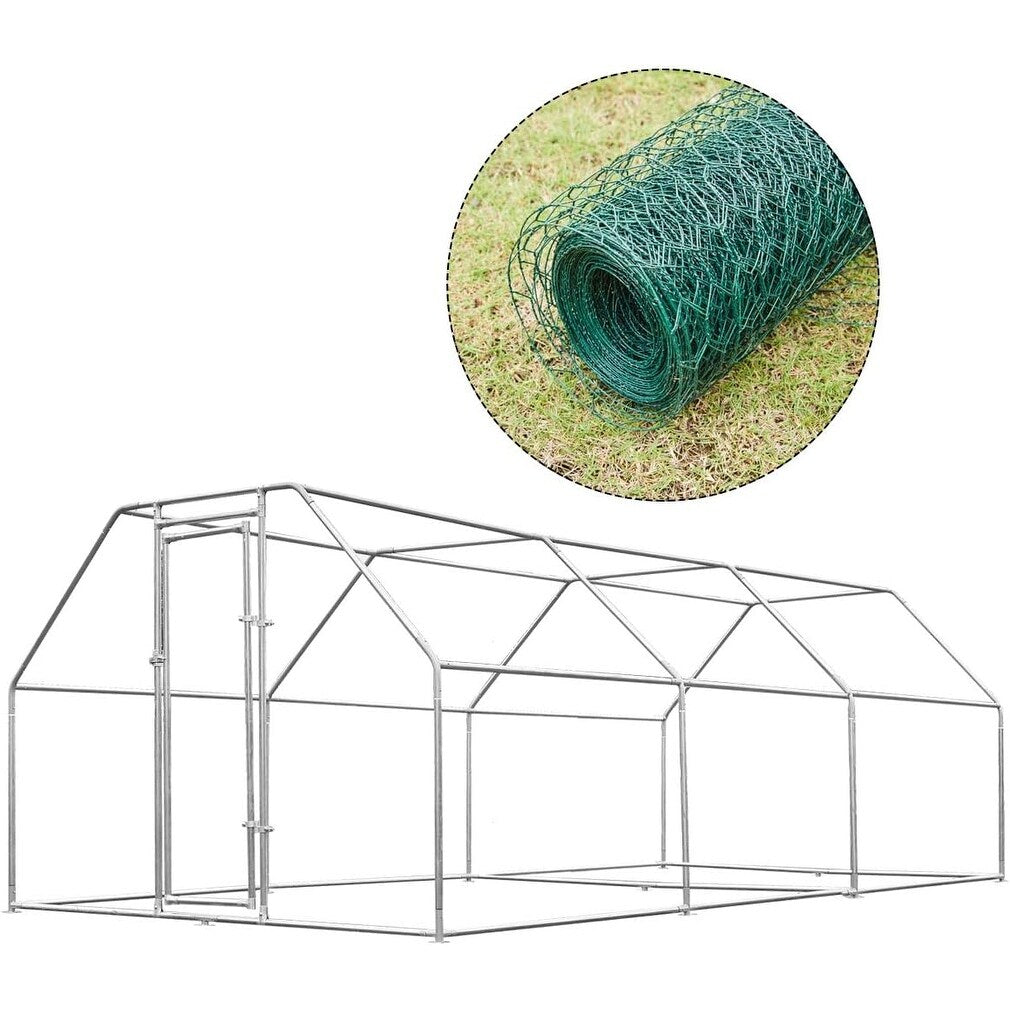 AECOJOY Grande pollaio in metallo con gabbia per polli in metallo