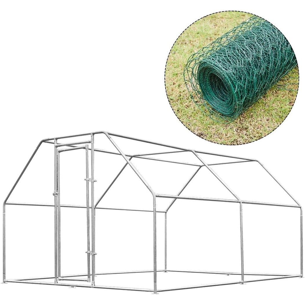 AECOJOY Grande pollaio in metallo con gabbia per polli in metallo