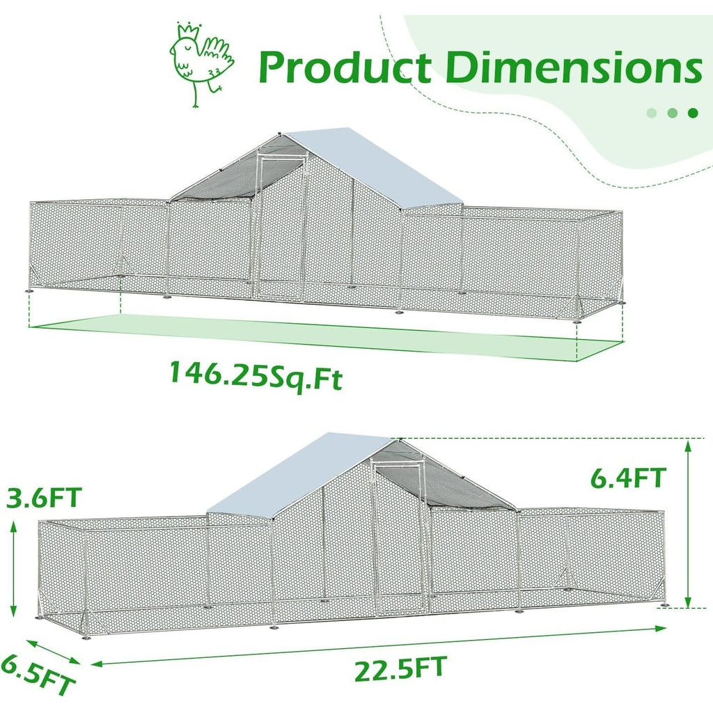 AECOJOY Grande pollaio in metallo con gabbia per polli in metallo