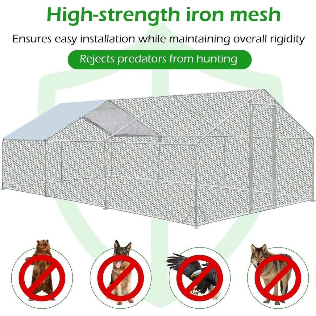 AECOJOY Grande pollaio in metallo con gabbia per polli in metallo