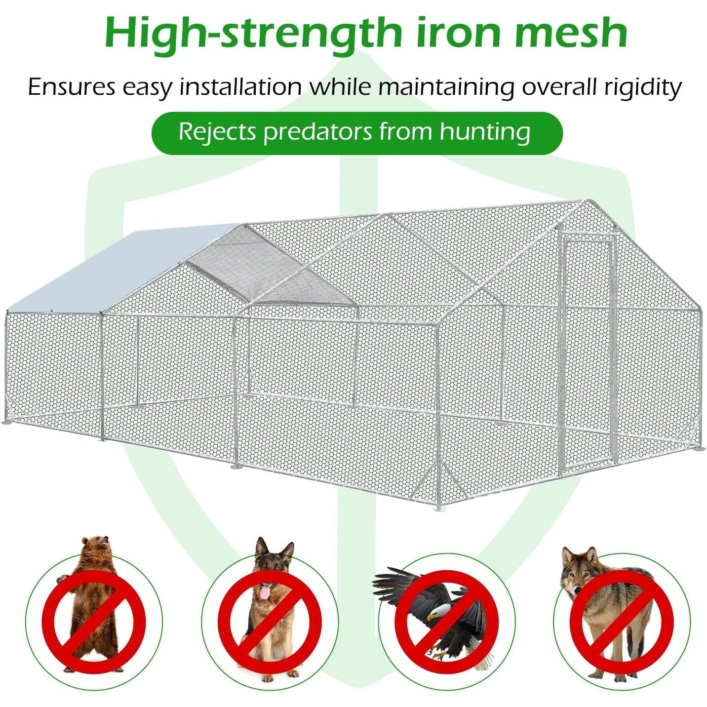 AECOJOY Grande pollaio in metallo con gabbia per polli in metallo