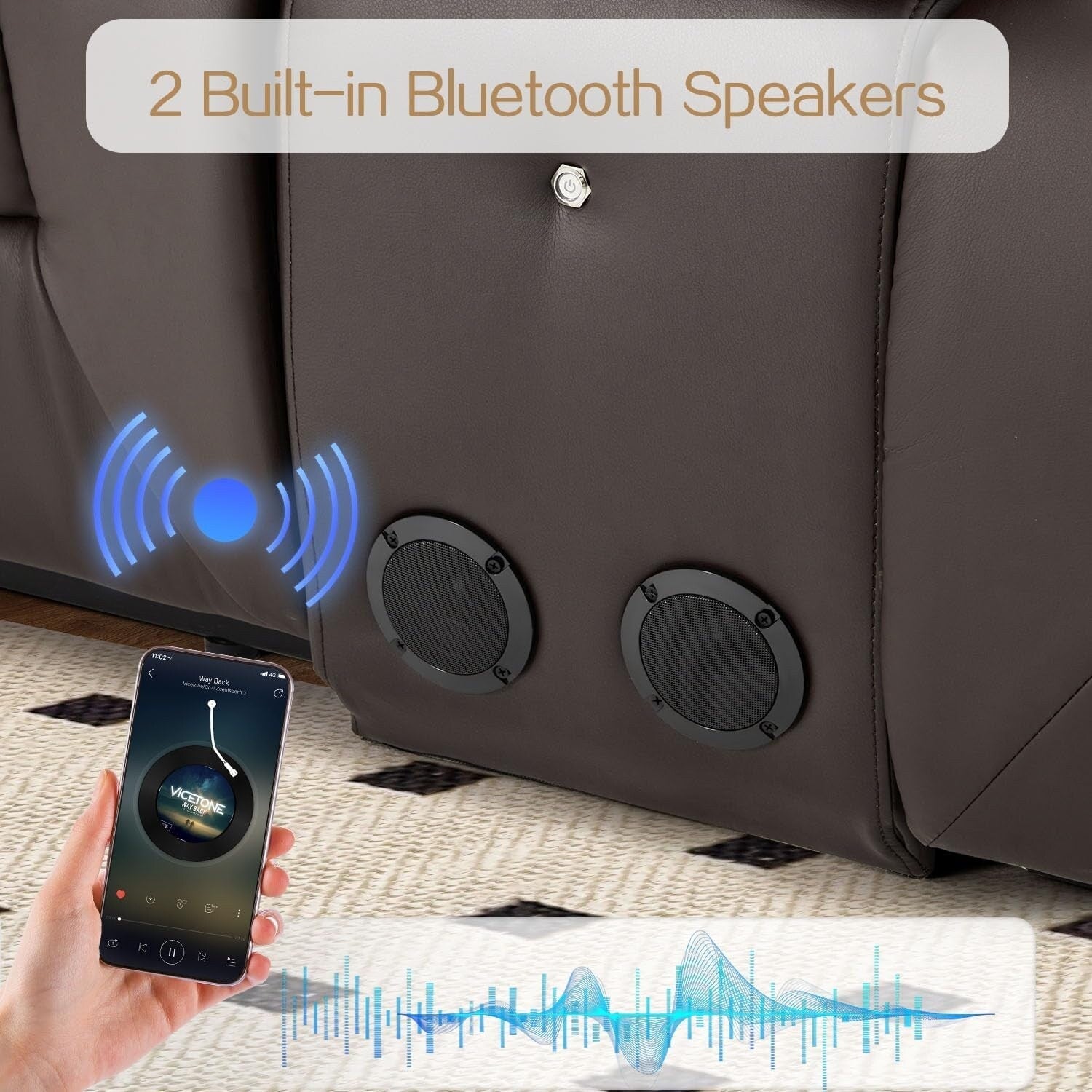 Divano reclinabile AECOJOY manuale per camper, divano reclinabile in PU per home theater con console