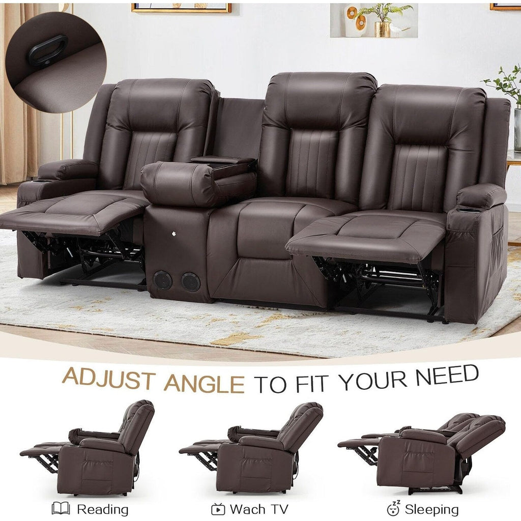 Divano reclinabile AECOJOY manuale per camper, divano reclinabile in PU per home theater con console